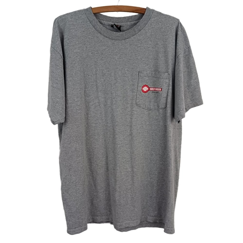 Mens Harley Davidson Short Sleeve Shirt Gray Size XL Perry Kalamazoo